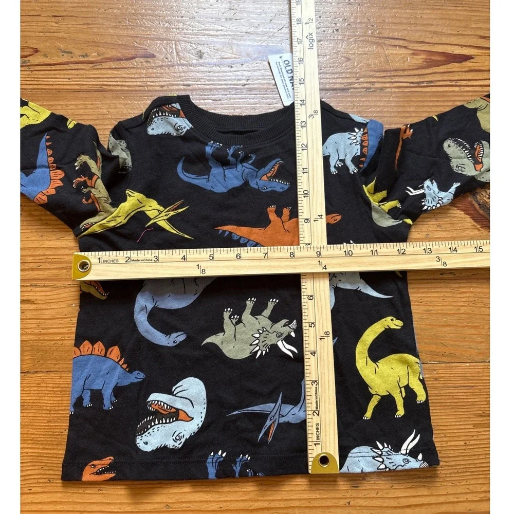 Old Navy Dinosaur Long Sleeve Shirt Kids Black Graphic Print NWT SIZE 2T‎